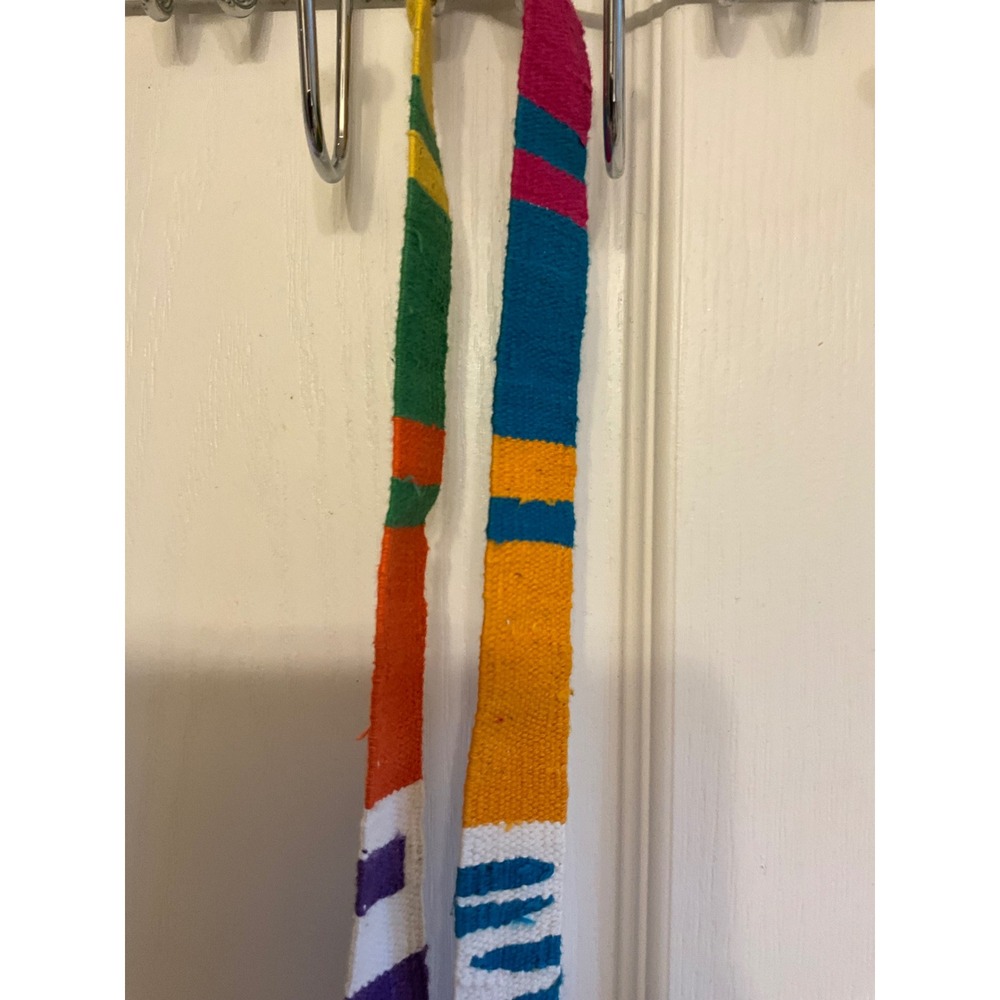 Vintage Handwoven Multi-Color Striped Boho Sash Friendship Belt 72x1 Inch - Picture 4 of 5